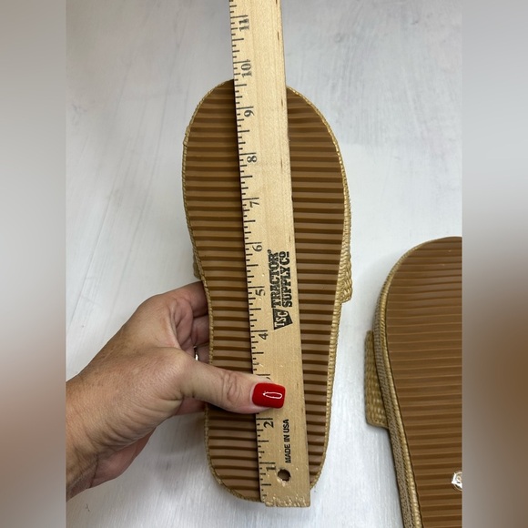 Lookyno Raffia Slide Sandals Women’s EU 37 Tan Woven Platform Summer Shoes - Picture 6 of 11